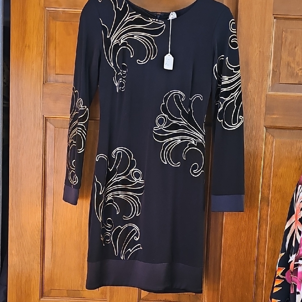 Elegant Black Dress with Gold Accents